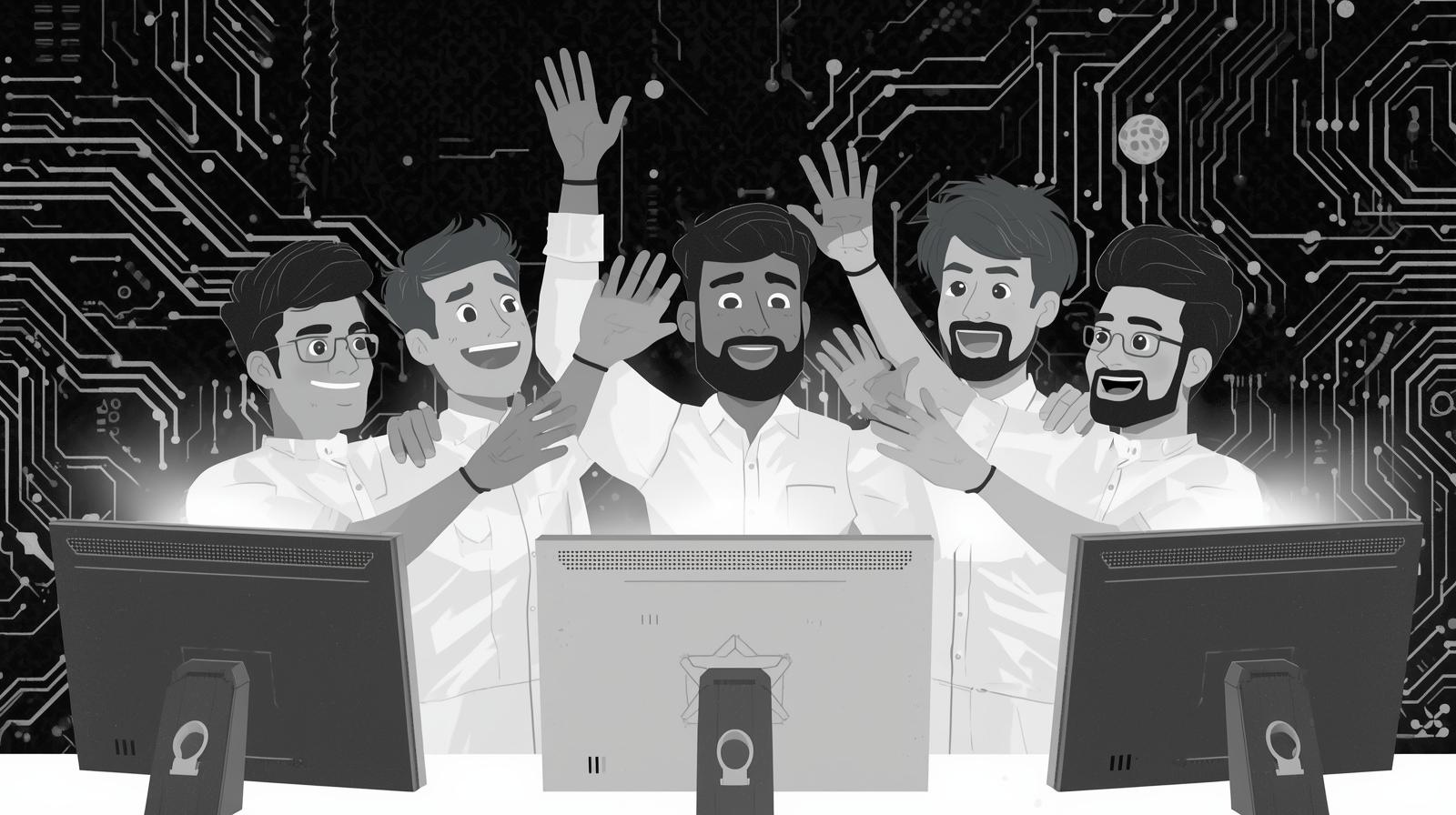 Advanced AI automation system showing digital workflows and holographic interface